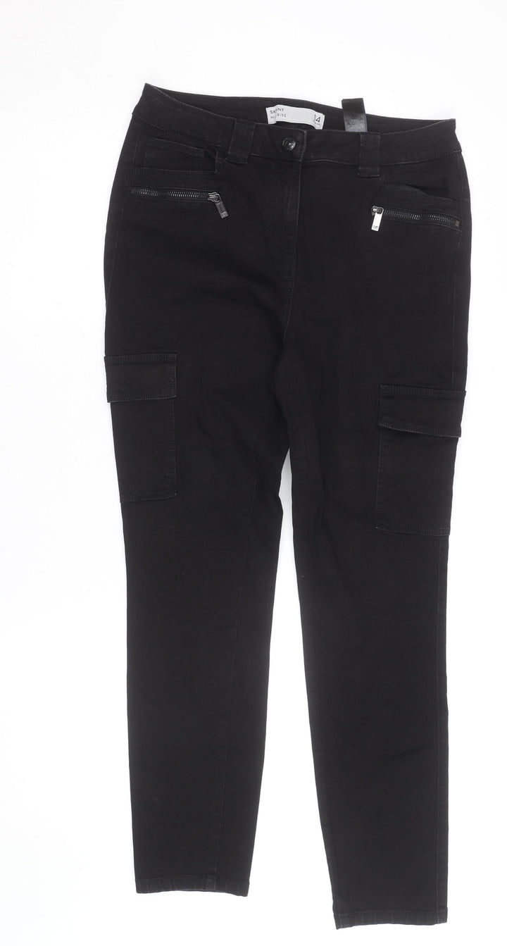 Next Women’s Black Skinny Mid Rise Cargo Trousers Size 14