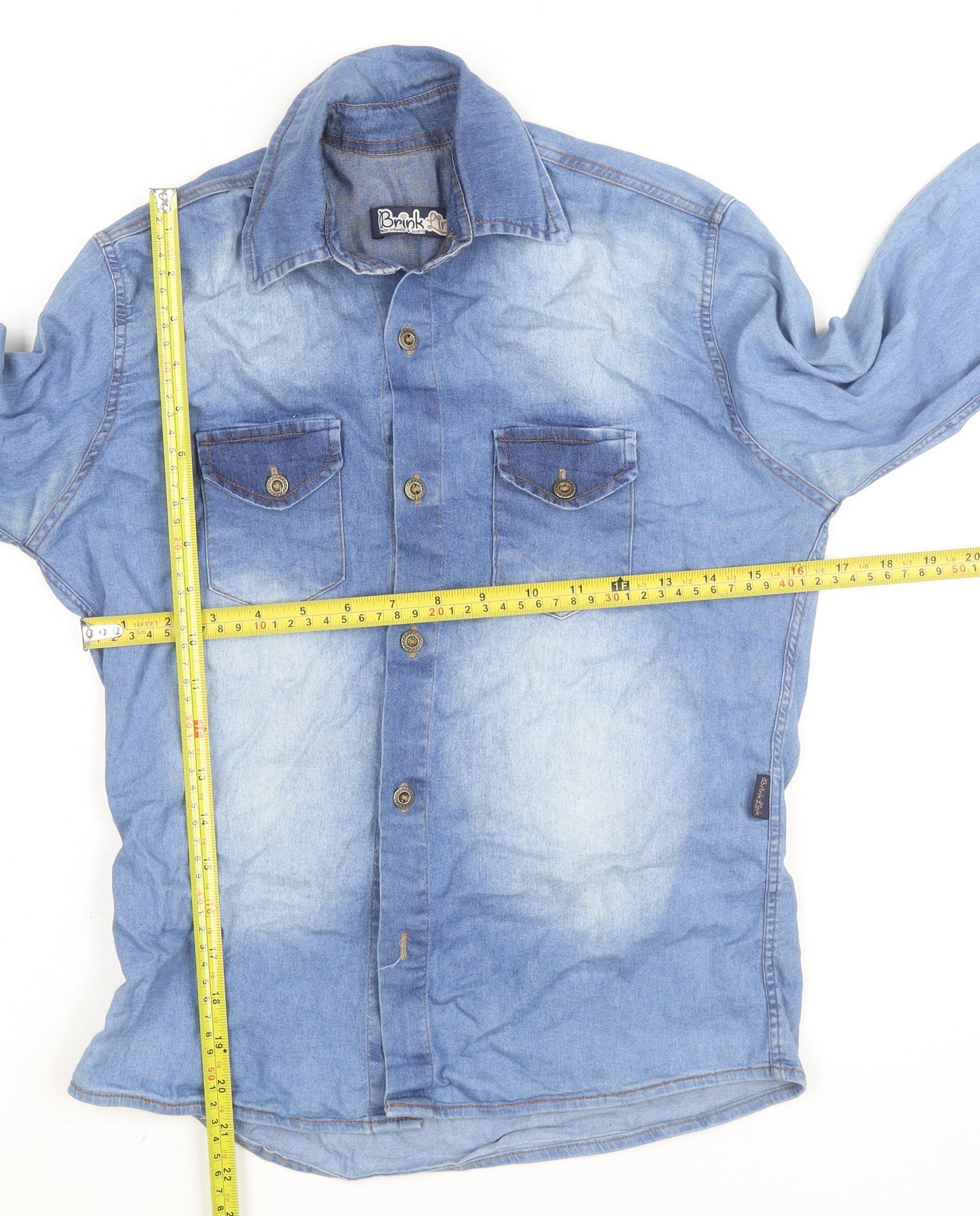 Brink Link Women's Blue Denim Button-Up Shirt Size 14