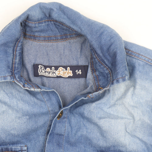 Brink Link Women's Blue Denim Button-Up Shirt Size 14