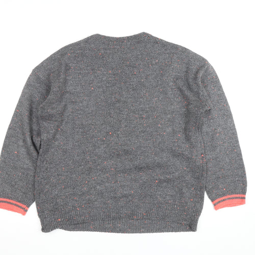 Next Women Grey Star Knit Pullover Jumper Size 10