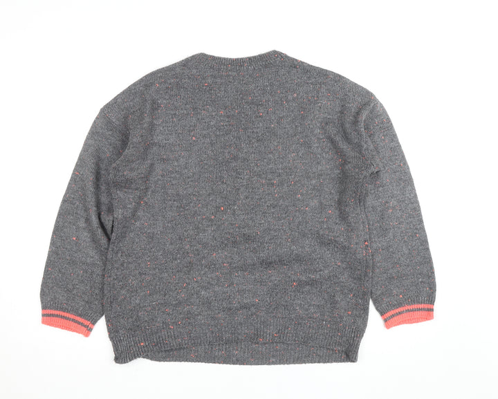 Next Women Grey Star Knit Pullover Jumper Size 10