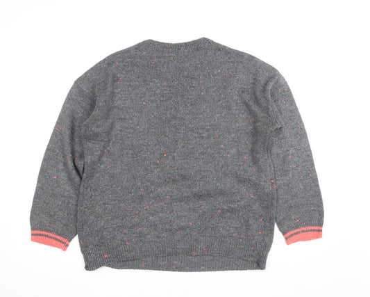 Next Women Grey Star Knit Pullover Jumper Size 10