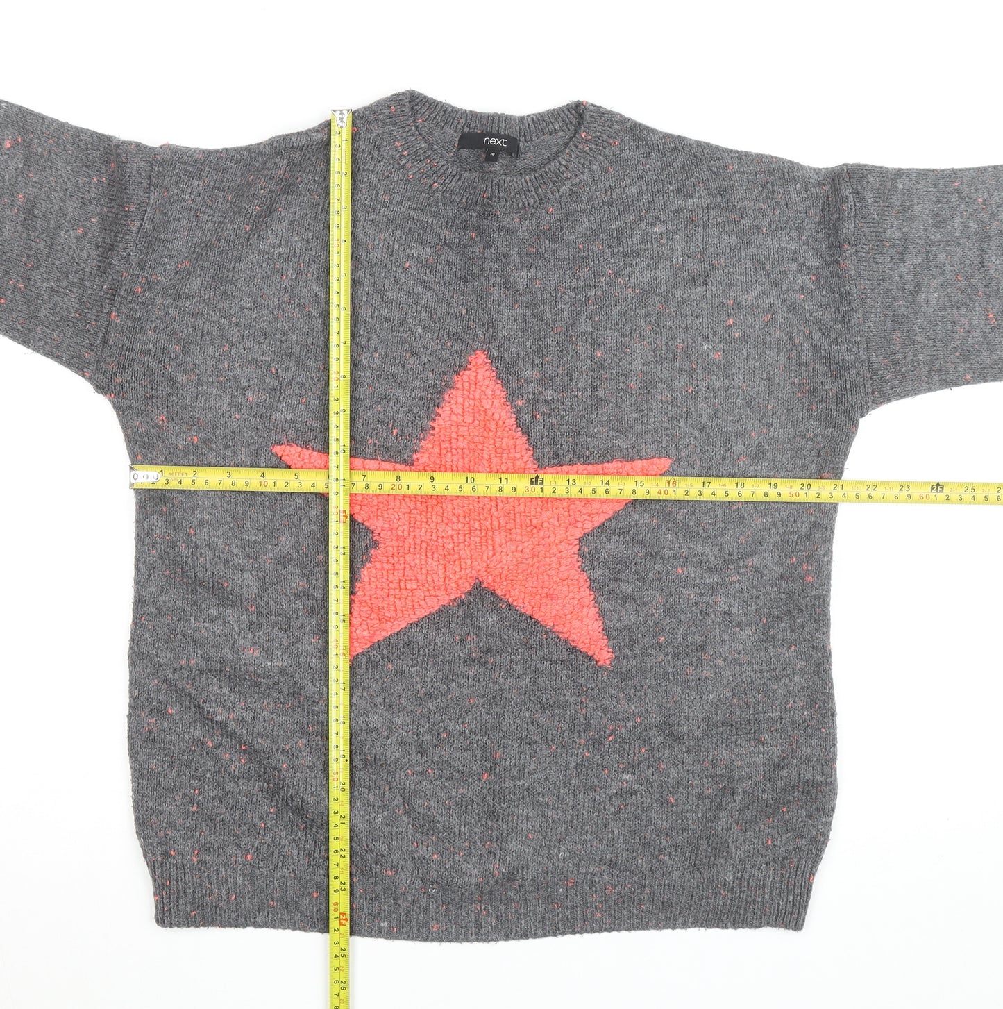 Next Women Grey Star Knit Pullover Jumper Size 10
