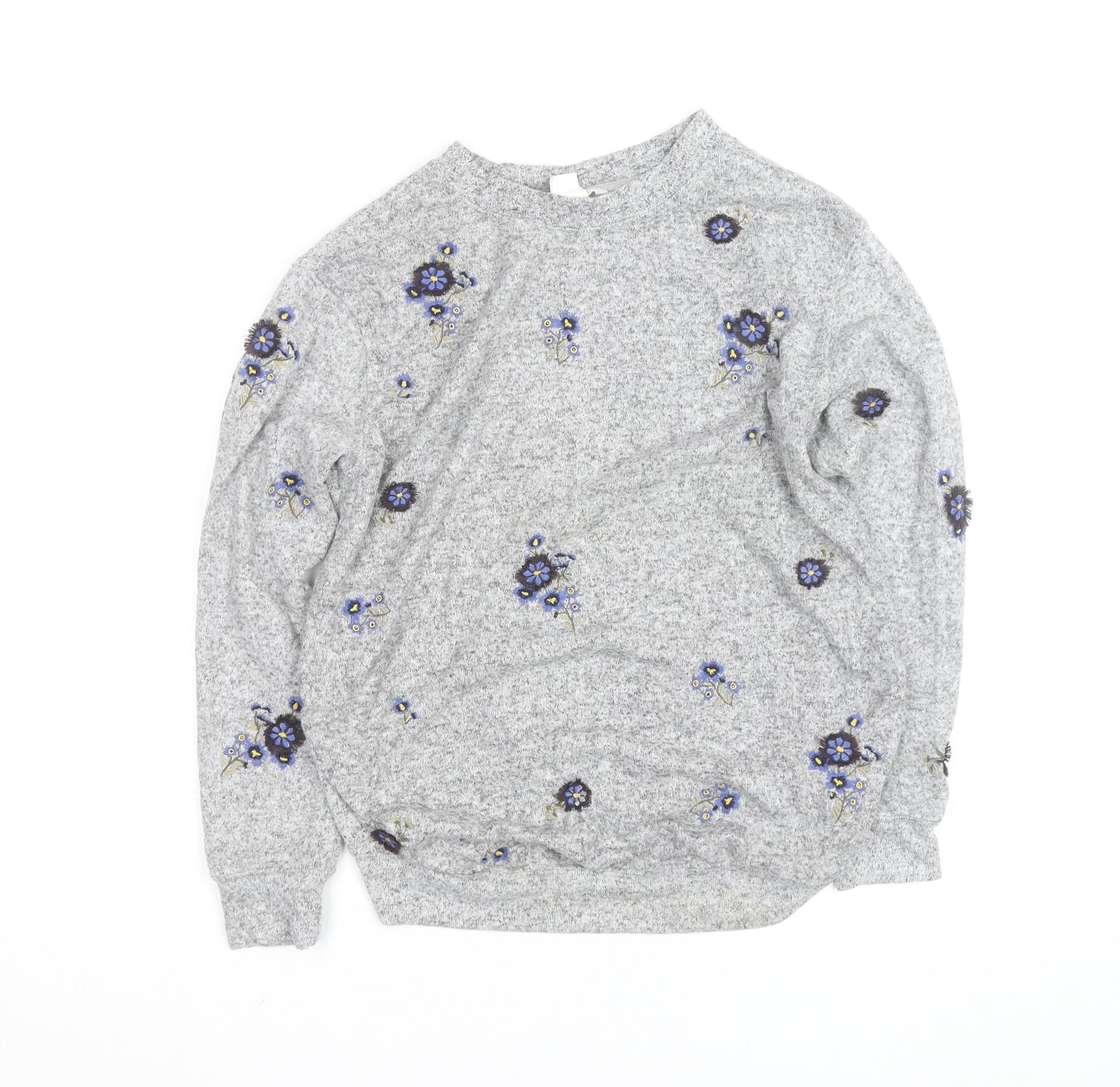 H&M Women Grey Floral Embroidered Maternity Pullover Jumper Size S
