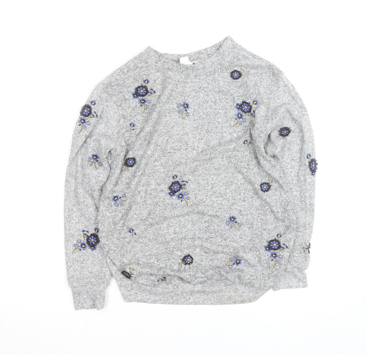 H&M Women Grey Floral Embroidered Maternity Pullover Jumper Size S