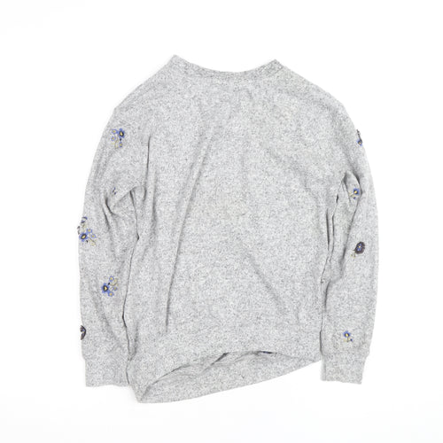 H&M Women Grey Floral Embroidered Maternity Pullover Jumper Size S