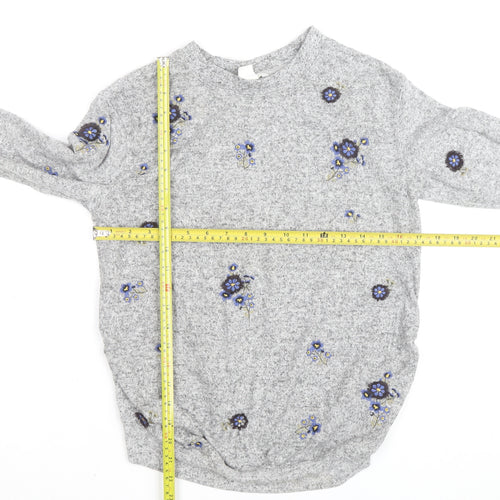 H&M Women Grey Floral Embroidered Maternity Pullover Jumper Size S