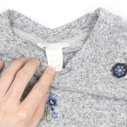 H&M Women Grey Floral Embroidered Maternity Pullover Jumper Size S