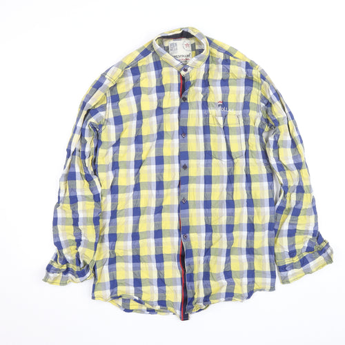 King’s Collar Men’s Multicoloured Check Cotton Long Sleeve Shirt XL