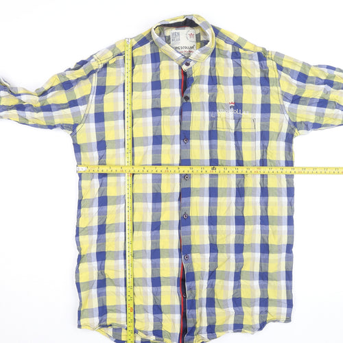 King’s Collar Men’s Multicoloured Check Cotton Long Sleeve Shirt XL