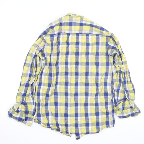 King’s Collar Men’s Multicoloured Check Cotton Long Sleeve Shirt XL