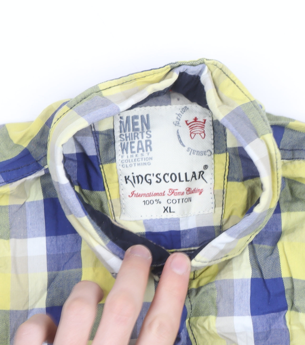 King’s Collar Men’s Multicoloured Check Cotton Long Sleeve Shirt XL