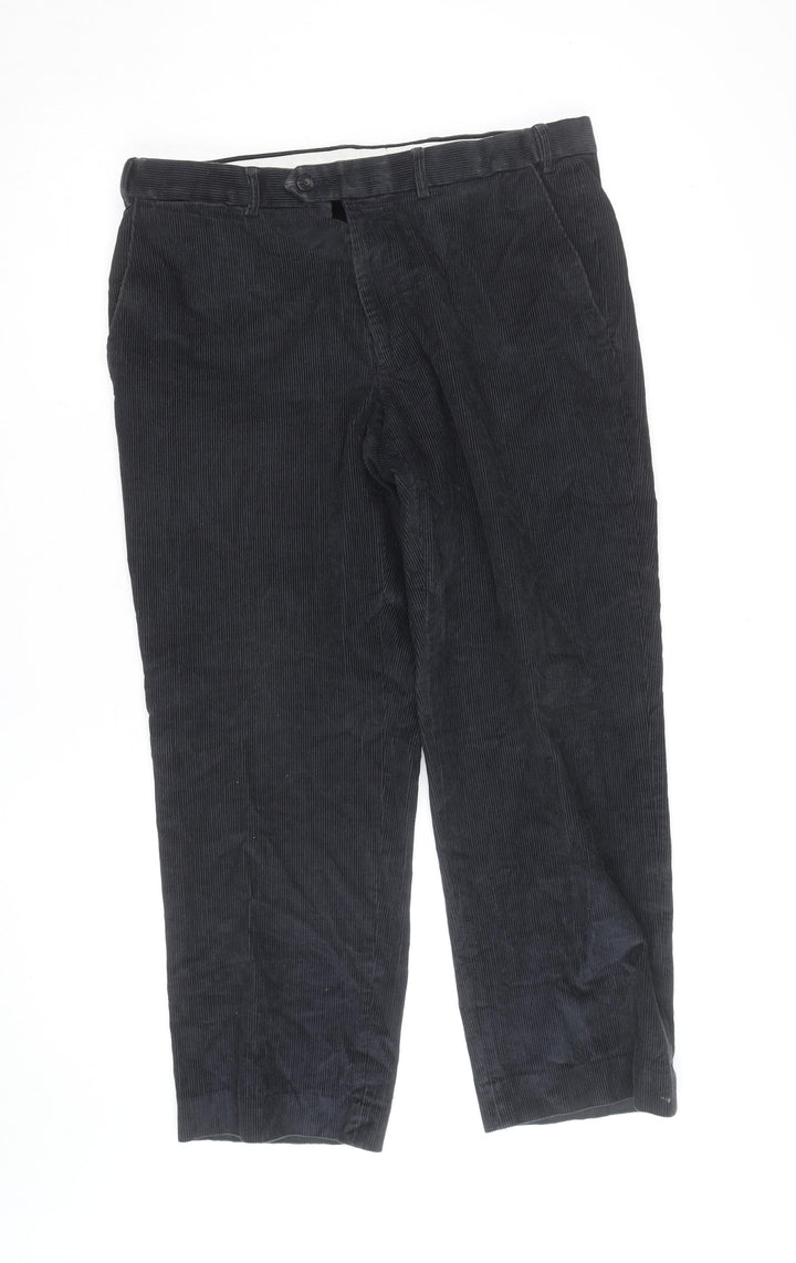 Marks and Spencer Mens Grey Corduroy Trousers 34R Regular Fit