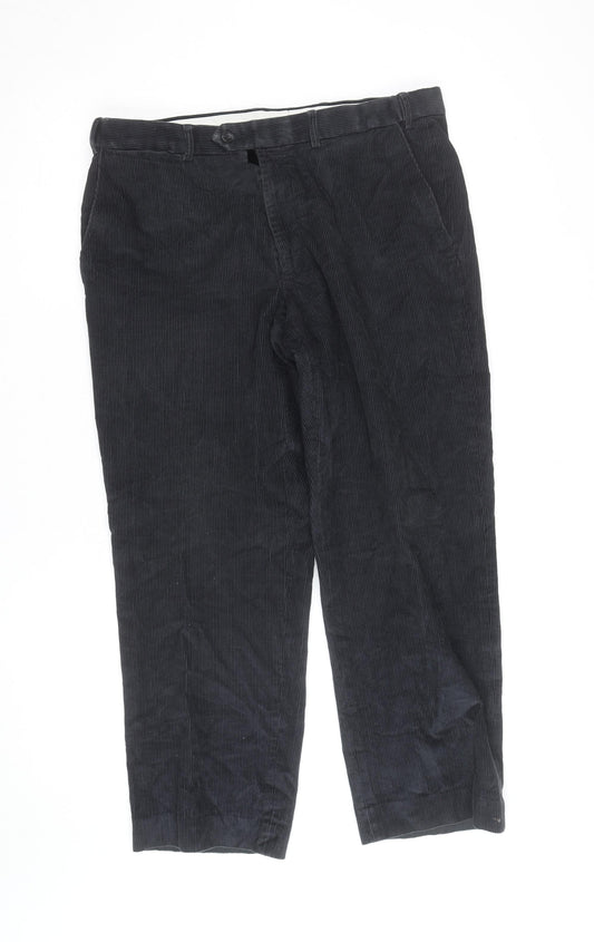 Marks and Spencer Mens Grey Corduroy Trousers 34R Regular Fit