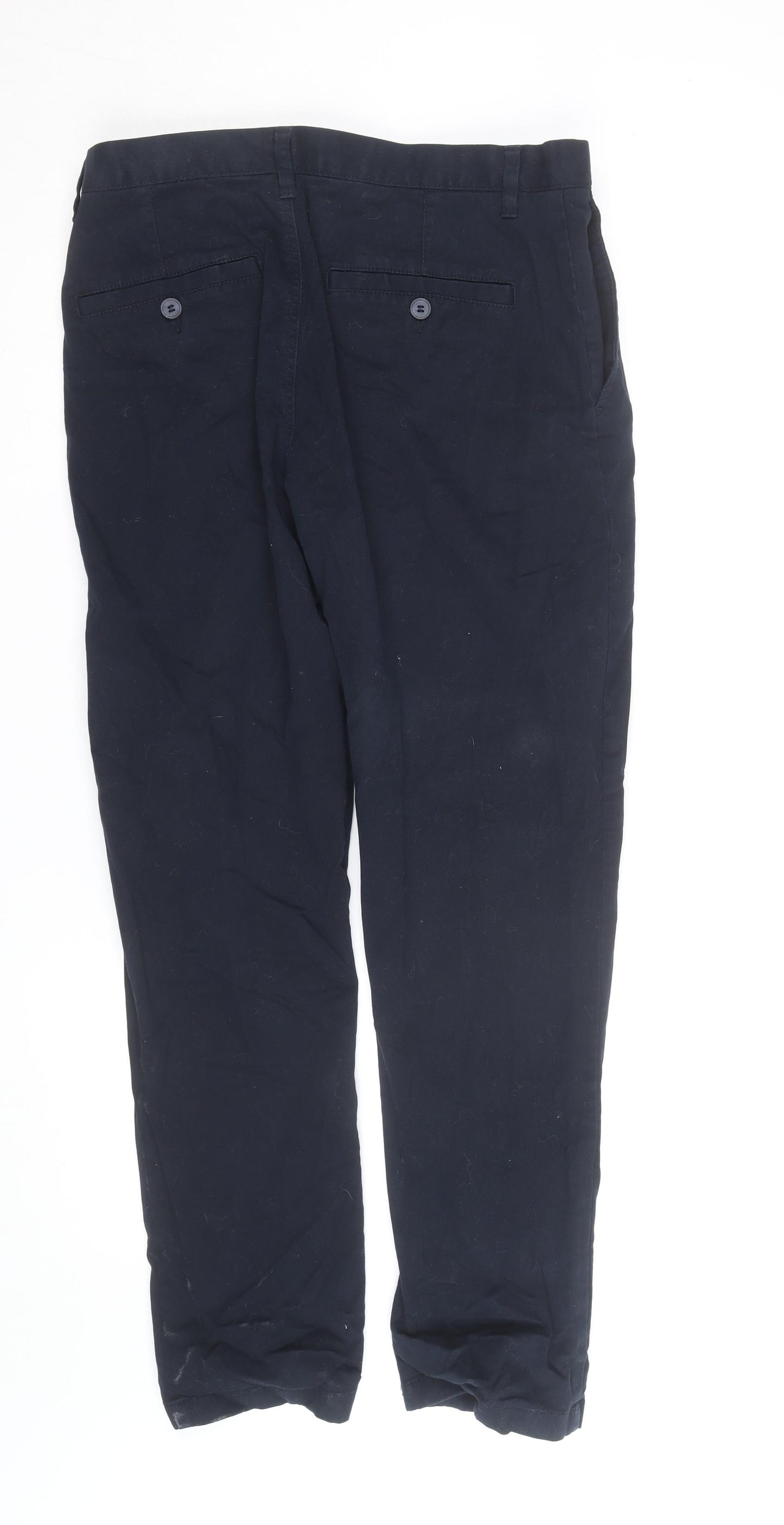F&F Men's Blue Chino Trousers 34W 32L Regular Fit Cotton