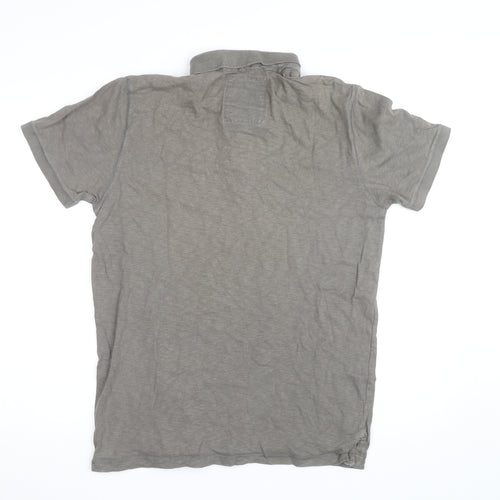 Next Men’s Brown Graphic Print Cotton Polo Shirt Size L