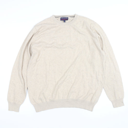 New Haven Men's Beige Small Crew Neck Pullover Jumper