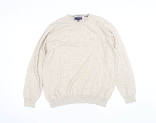 New Haven Men's Beige Small Crew Neck Pullover Jumper