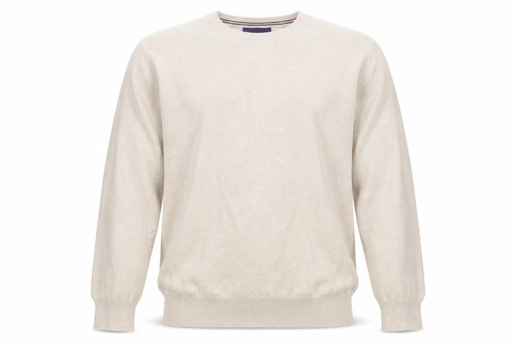Front view of New Haven Men's Beige Small Crew Neck jumper