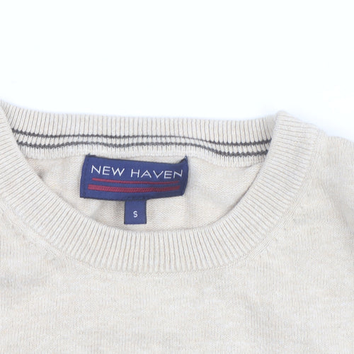 New Haven Men's Beige Small Crew Neck Pullover Jumper