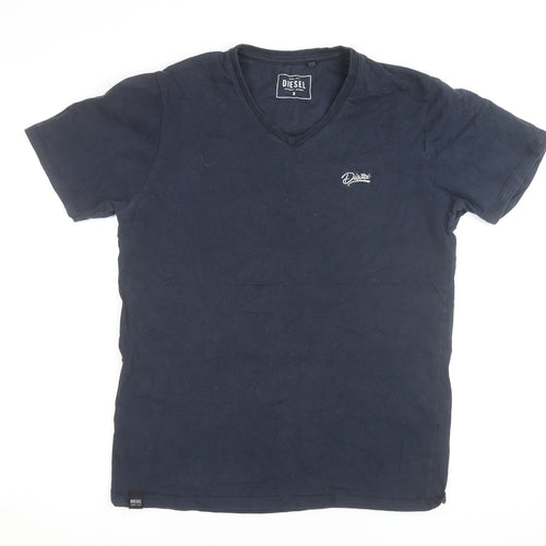 Diesel Men's Blue V-Neck Cotton T-Shirt Size M