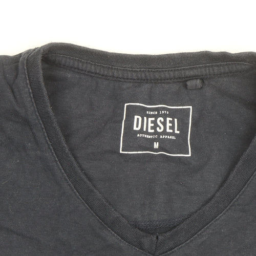 Diesel Men's Blue V-Neck Cotton T-Shirt Size M