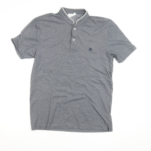 Springfield Men’s Grey Mao Collar Polo Shirt Size L
