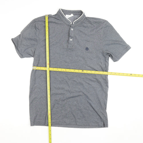 Springfield Men’s Grey Mao Collar Polo Shirt Size L