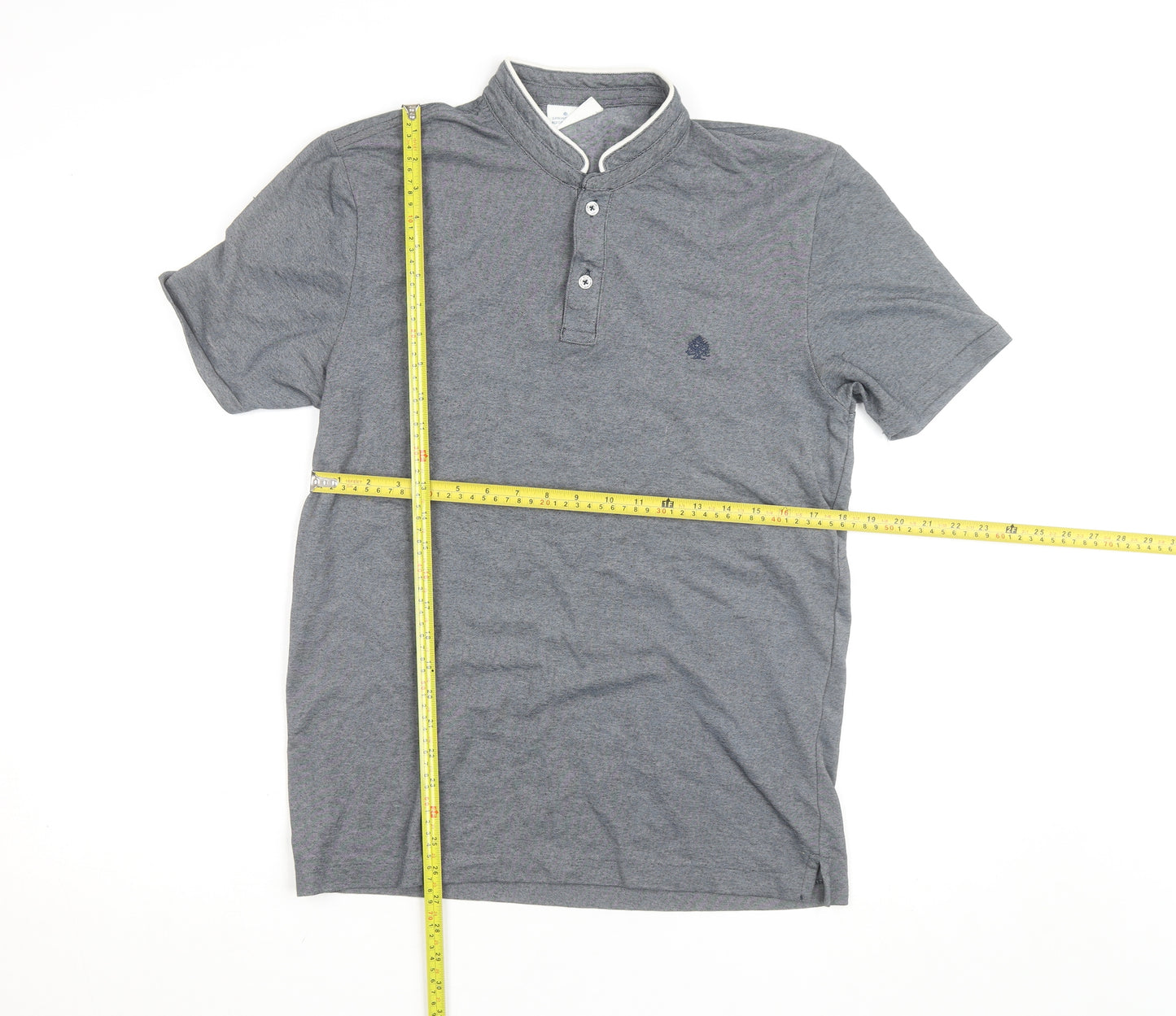 Springfield Men’s Grey Mao Collar Polo Shirt Size L
