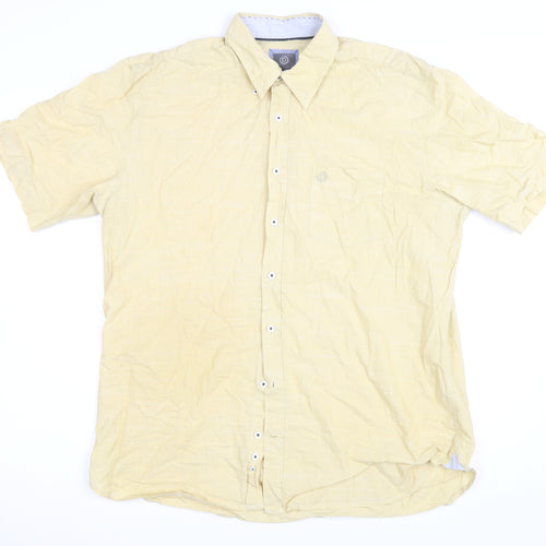 Bugatti Men’s Beige Short Sleeve Cotton Button-Up Shirt Size 40
