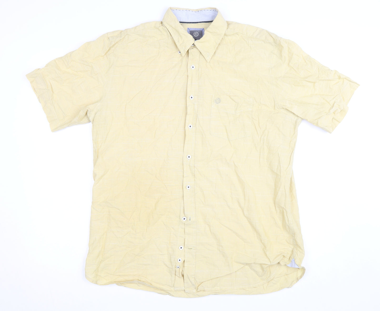Bugatti Men’s Beige Short Sleeve Cotton Button-Up Shirt Size 40