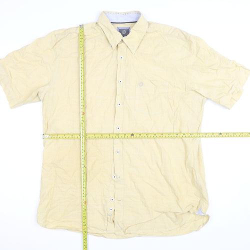 Bugatti Men’s Beige Short Sleeve Cotton Button-Up Shirt Size 40
