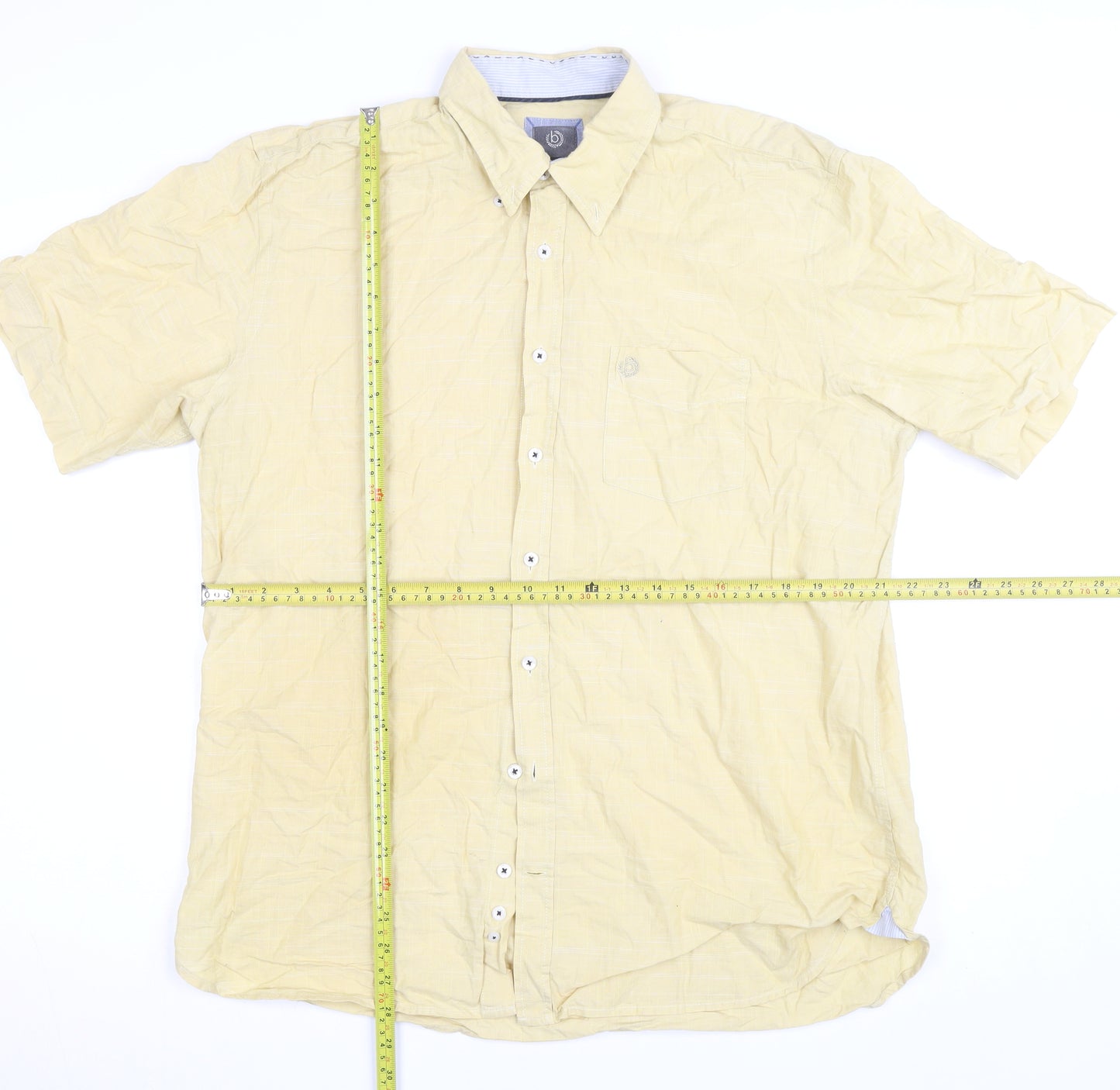 Bugatti Men’s Beige Short Sleeve Cotton Button-Up Shirt Size 40