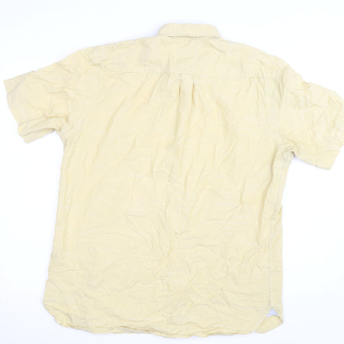 Bugatti Men’s Beige Short Sleeve Cotton Button-Up Shirt Size 40