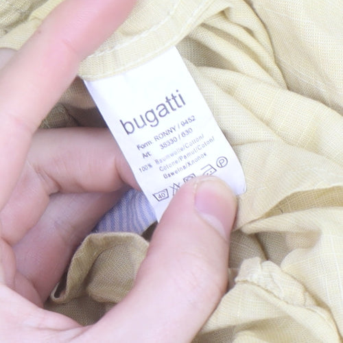Bugatti Men’s Beige Short Sleeve Cotton Button-Up Shirt Size 40