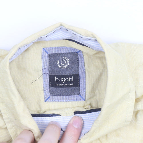 Bugatti Men’s Beige Short Sleeve Cotton Button-Up Shirt Size 40