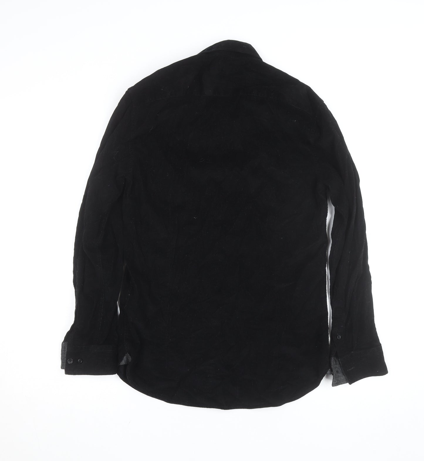 Vermonti Milan Men’s Black Slim Fit Corduroy Long Sleeve Shirt S