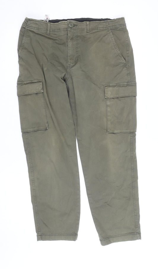 Dunnes Stores Men's Green 34R Cargo Trousers Cotton Elastane