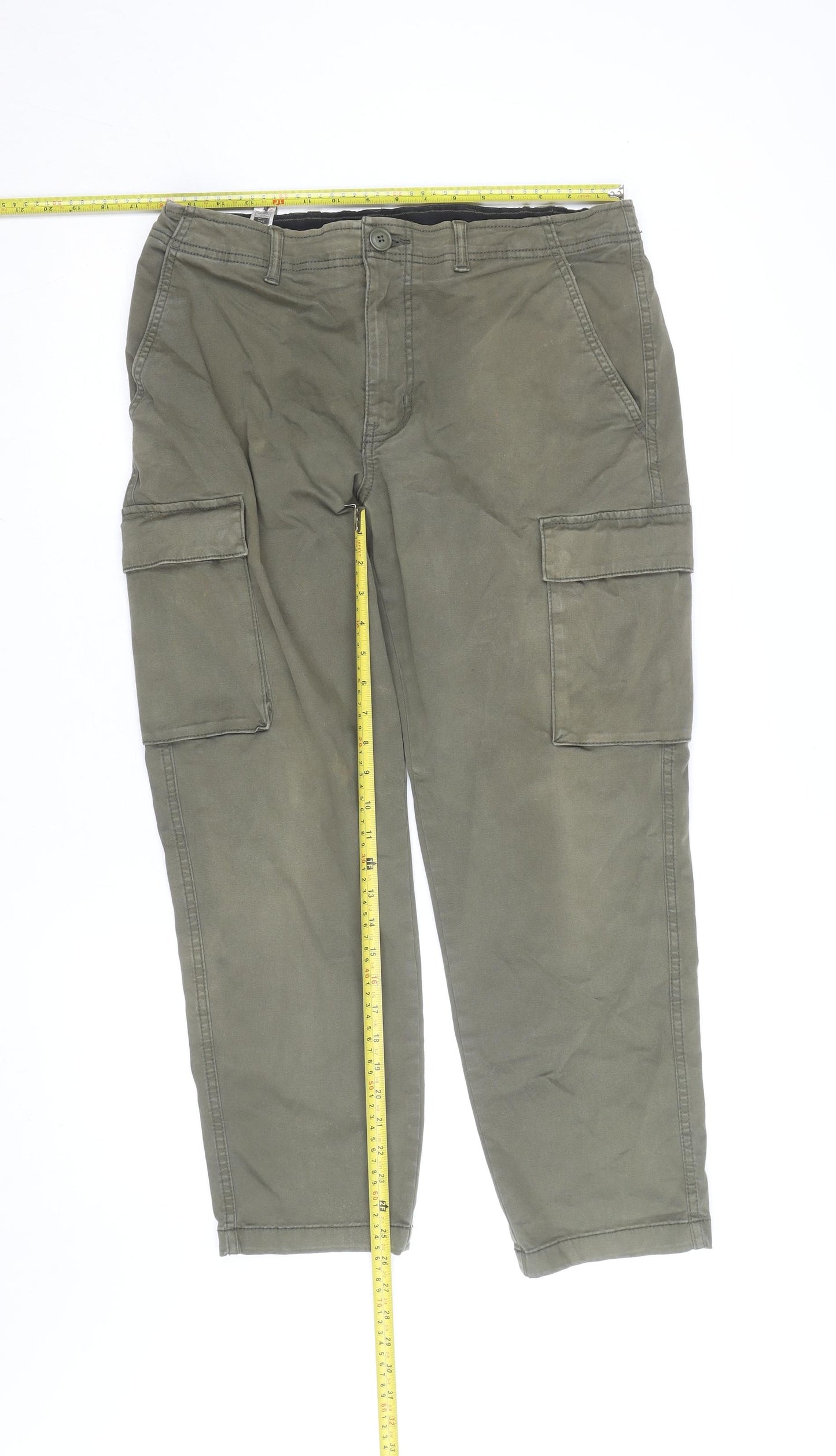 Dunnes Stores Men's Green 34R Cargo Trousers Cotton Elastane