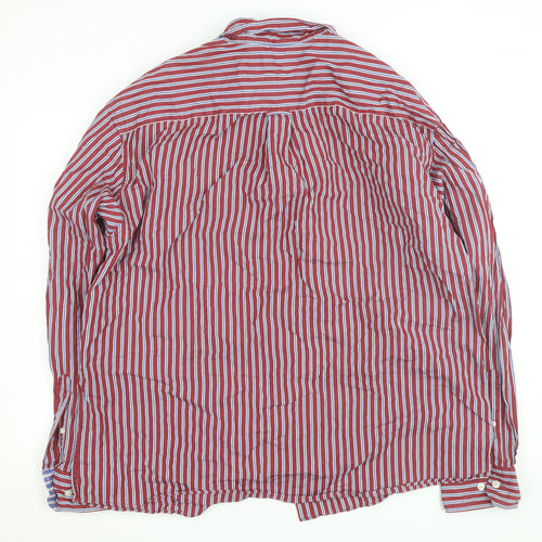 Marks and Spencer Blue Harbour Men's Red Striped Button-Up Shirt XL