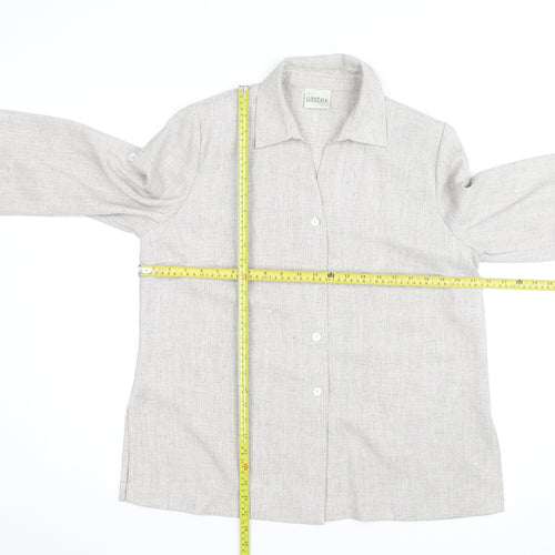 Eastex Women Beige 3/4 Sleeve Collared Button-Up Shirt Size 14
