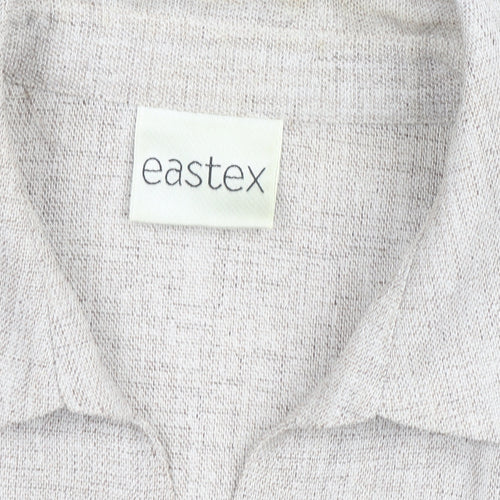 Eastex Women Beige 3/4 Sleeve Collared Button-Up Shirt Size 14