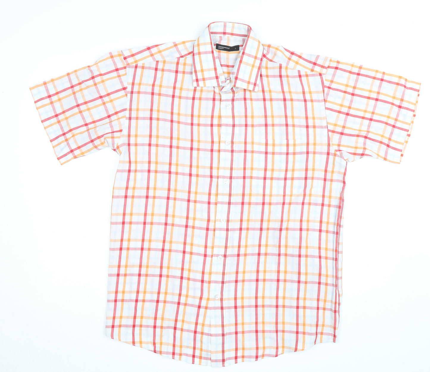 Cedarwood State Men's Multicoloured Check Short Sleeve Button-Up Shirt L