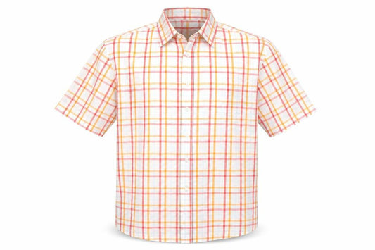 Front view of Cedarwood State Men's Multicoloured Check Short Sleeve Button-Up Shirt L