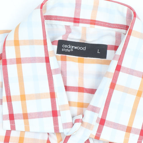 Cedarwood State Men's Multicoloured Check Short Sleeve Button-Up Shirt L