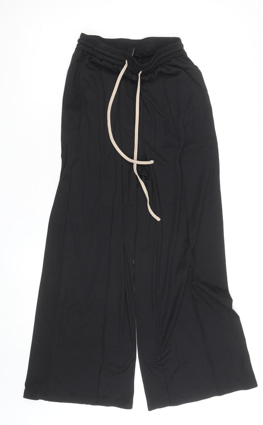 Cider Women's Black Wide-Leg Knit Drawstring Trousers Size M