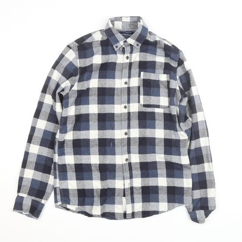 Jack & Jones Men’s Blue Check Flannel Button-Up Shirt M
