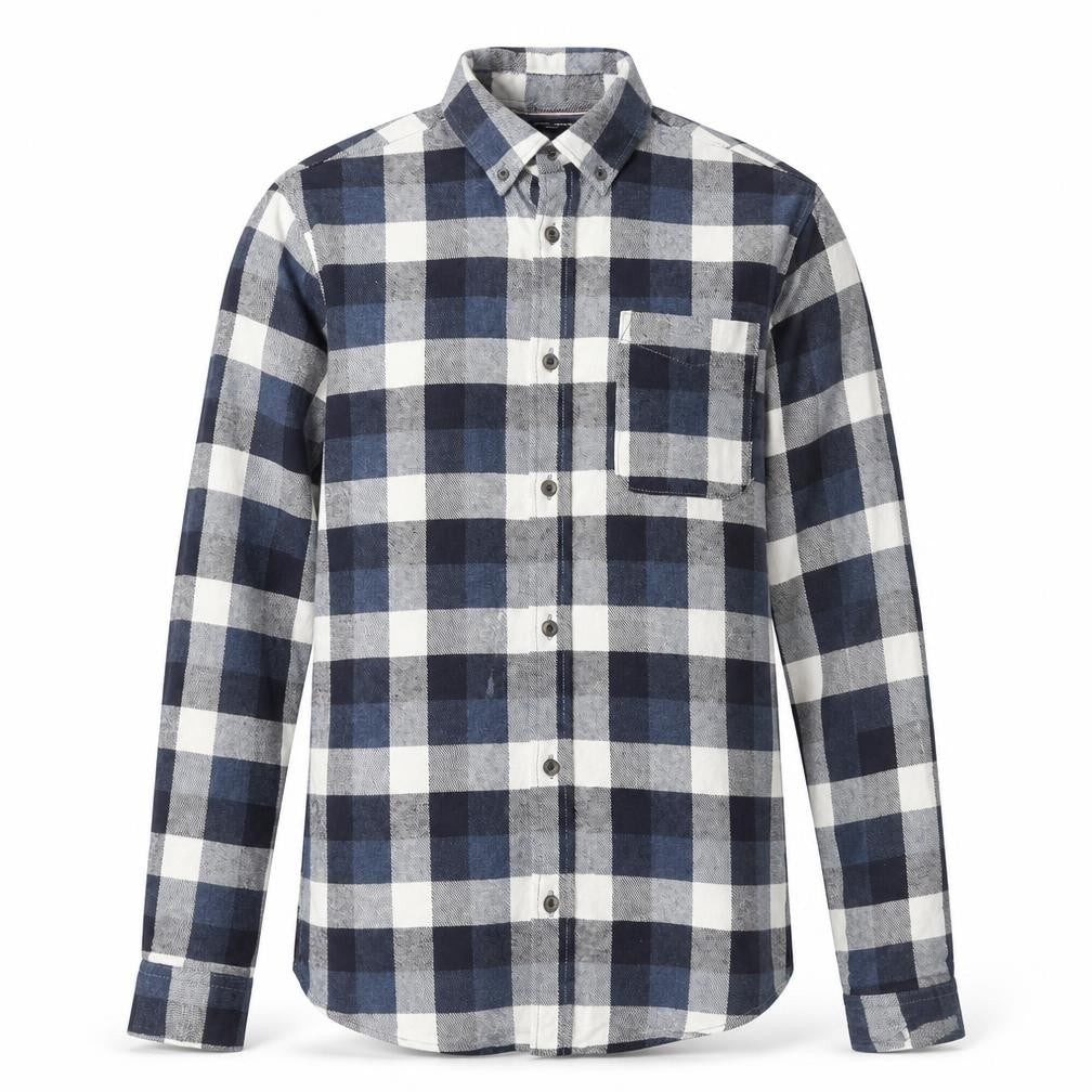 Jack & Jones Men’s Blue Check Flannel Button-Up Shirt M