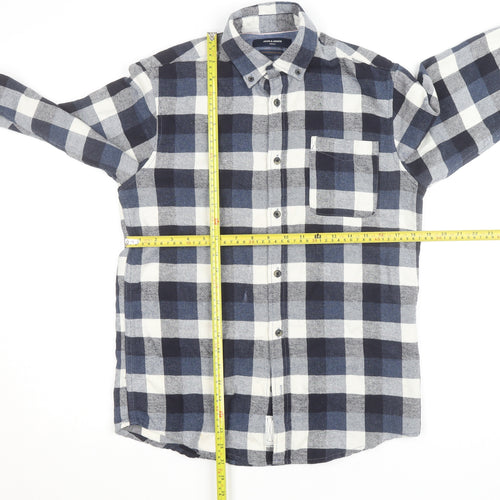 Jack & Jones Men’s Blue Check Flannel Button-Up Shirt M