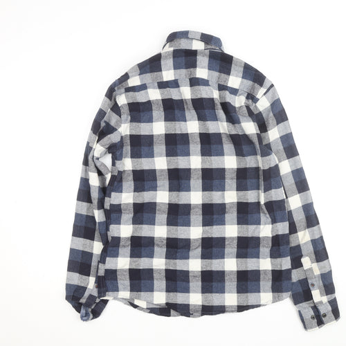 Jack & Jones Men’s Blue Check Flannel Button-Up Shirt M